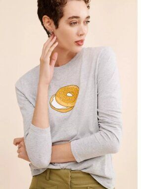 Like New! Anthropologie Kule Bagel Long Sleeve Tee in Gray in Size M